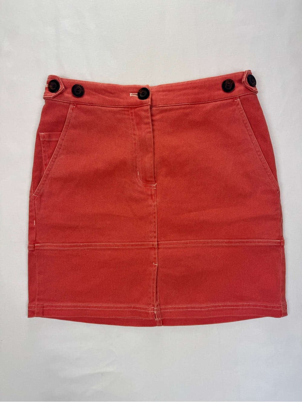 WILDFANG The Essential Denim Work Skirt Chili Red Orange Mini C